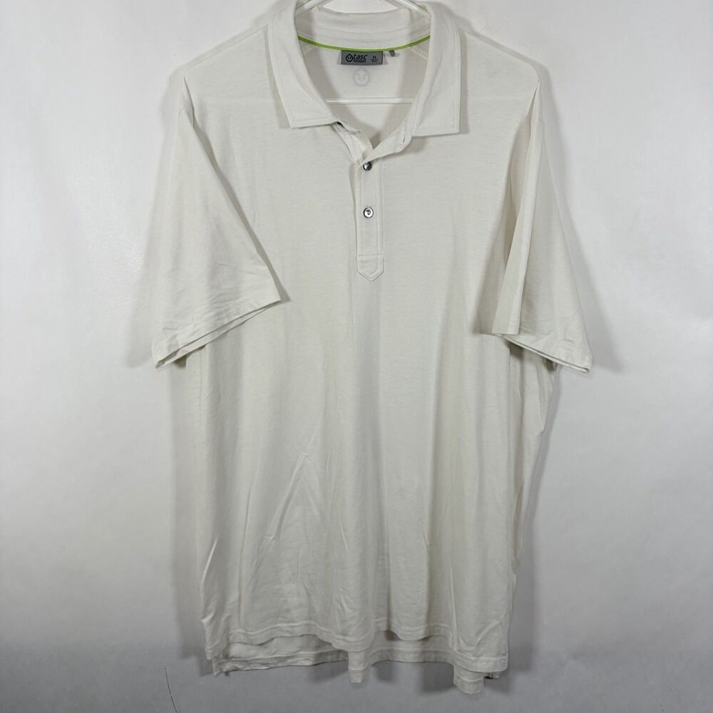 Tasc Performance Polo Shirt Men XL White Cotton Bamboo Viscose Golf Short Sleeve